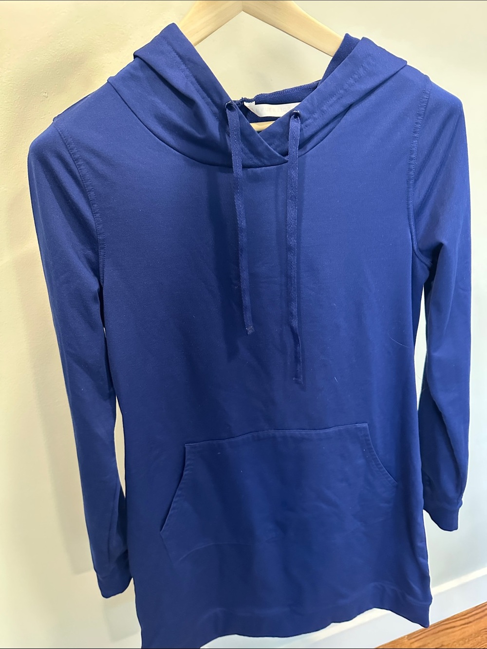 Fabletics Cobalt Blue Long Sleeve Hooded Mini Sweatshirt Dress